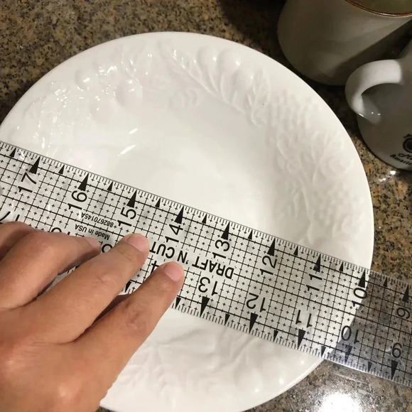 4 Gibson Designs Embossed Fruit Design 8 1/8" White Soup Salad Cereal Pasta Bowl - Picture 5 of 7